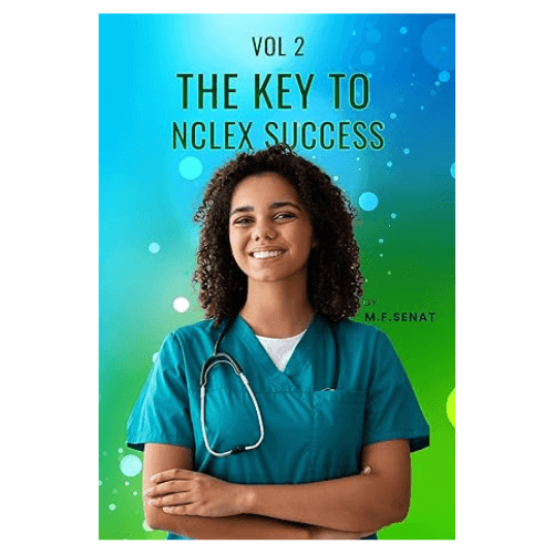 Nurse smiling on NCLEX success book cover.