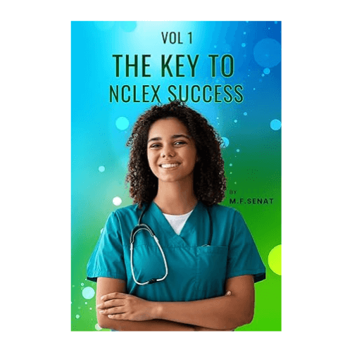 Nurse smiling on NCLEX success book cover.