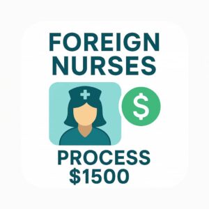Foreign nurses process cost icon, $1500.