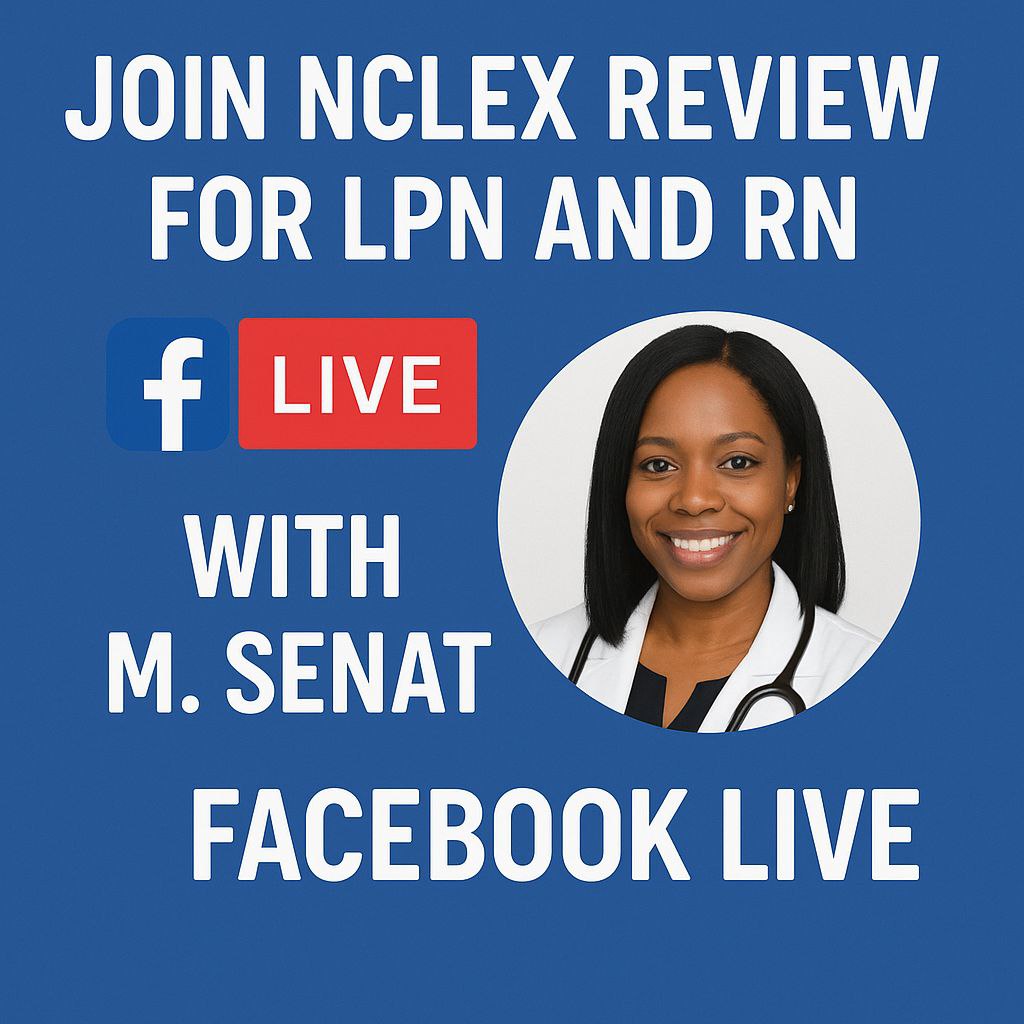 NCLEX review announcement for Facebook Live session.